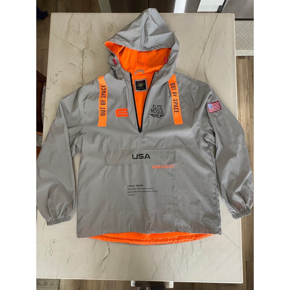 Bleeker & Mercer Elite Mogul Reflective Silver Orange Shell Jacket NWOT, M 2XL